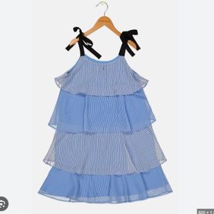 Relish Girl Blue Ruffle Striped Dress Sz. 6